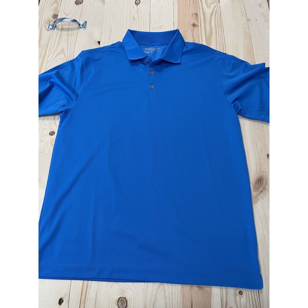 Nike Golf Polo Shirt Mens Sz L Blue Short Sleeve Dri-Fit SI18‎